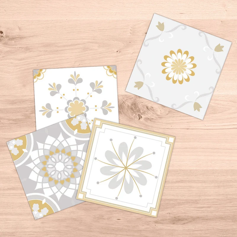 Autocollants pour carrelage vintage moutarde et gris - Plus de tailles disponibles