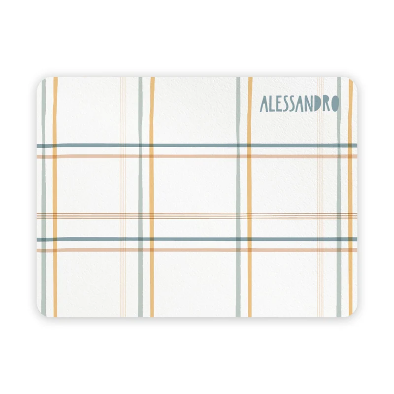 Set de table coloré pour petit-déjeuner pour bébé en tartan - Nom personnalisable
