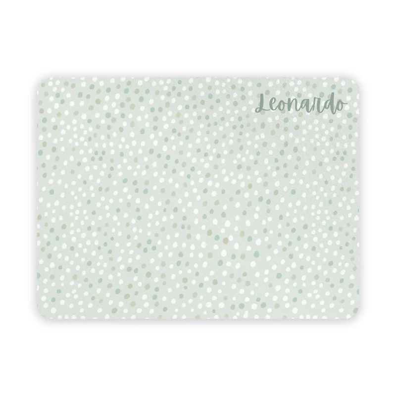 Sets de Table Enfant Pois Verts - Prénom Personnalisable