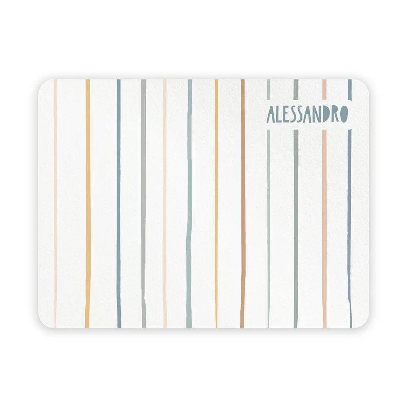 Set de table petit-déjeuner pour bébé à rayures colorées - Nom personnalisable