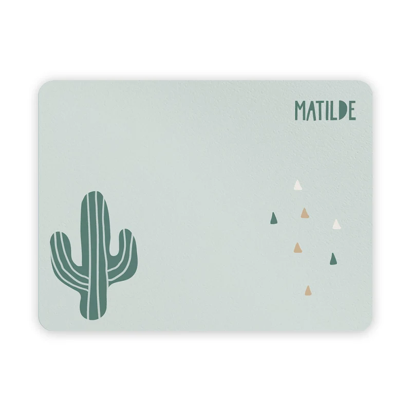 Set de Table Petit Déjeuner Enfant Cactus Vert - Prénom Personnalisable