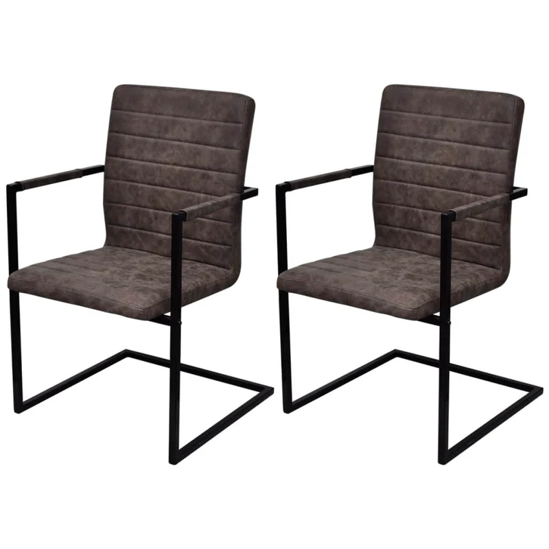 Chaise Cantilever en Cuir Marron Style Industriel