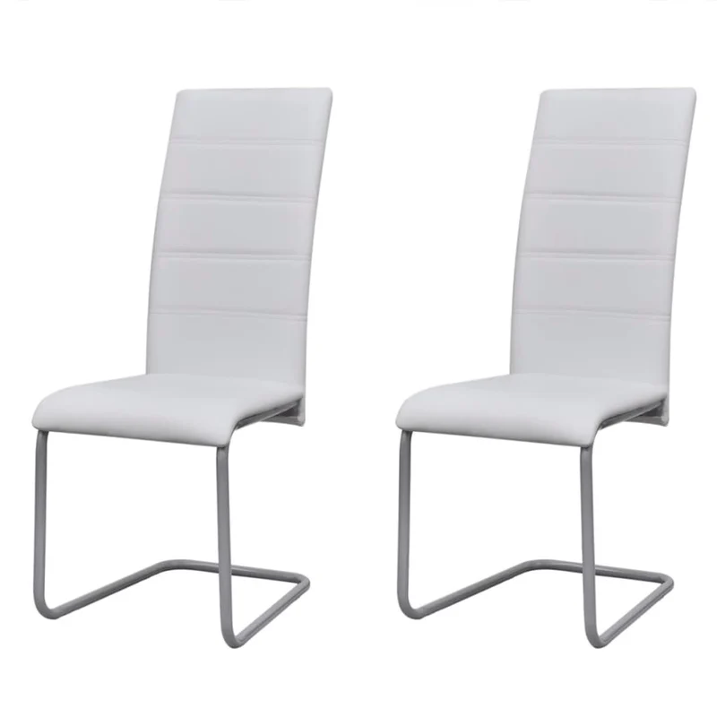 Chaise Cantilever Haute en Similicuir Blanc