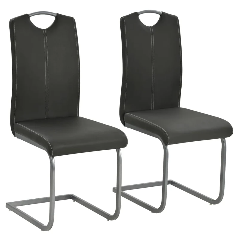 Lot de Chaises Cantilever en Similicuir Noir