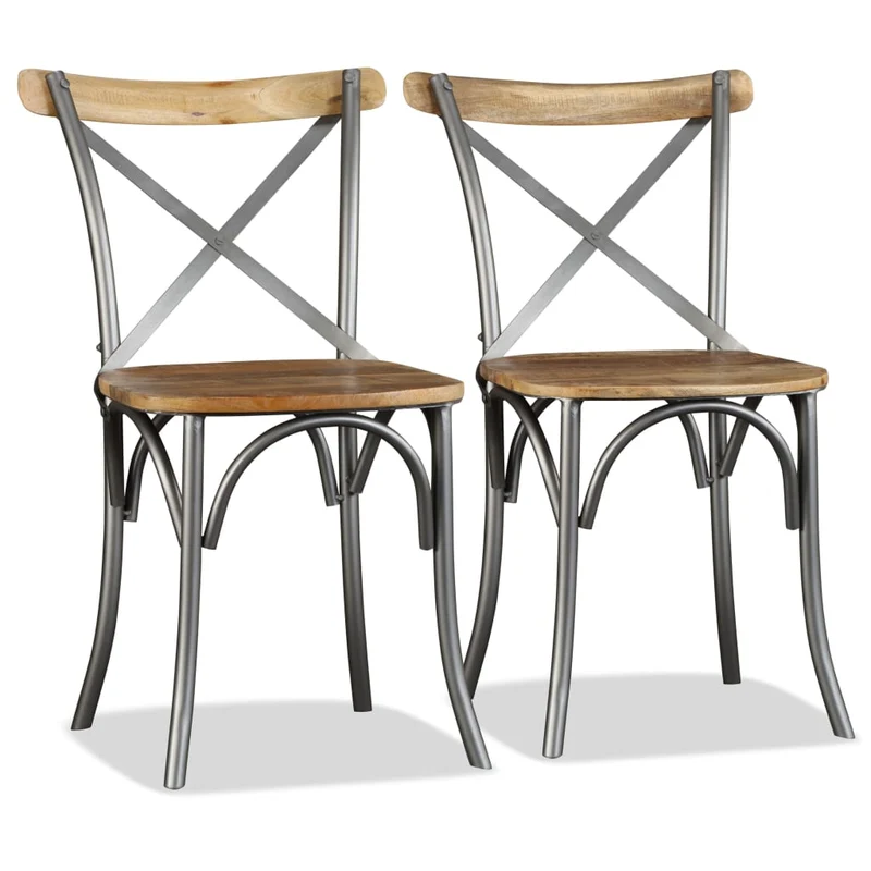 Chaise Industrielle en Métal et Bois de Manguier