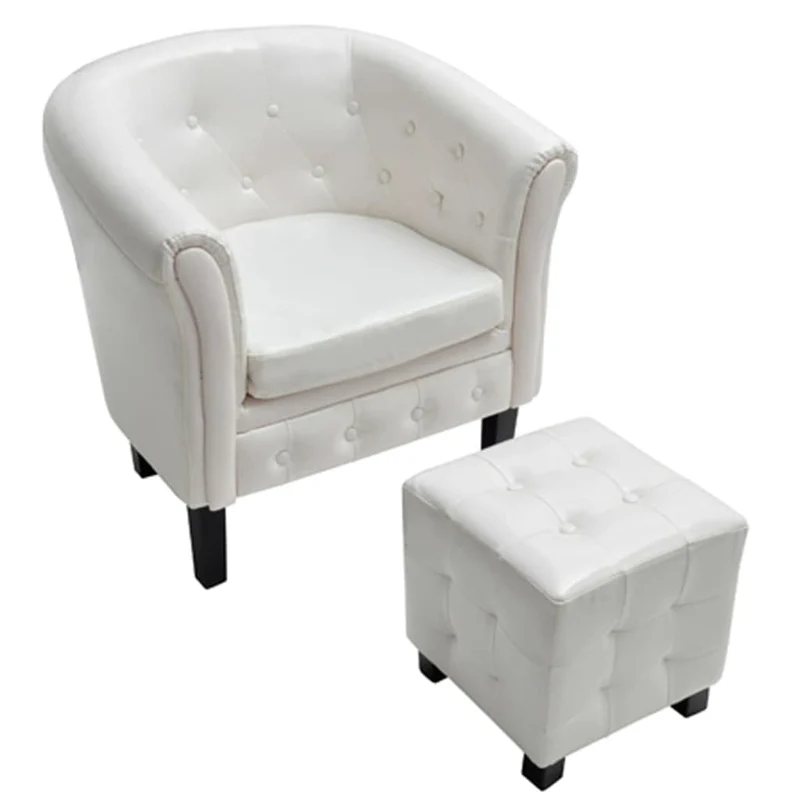 Fauteuil Industriel en Simili Cuir Blanc