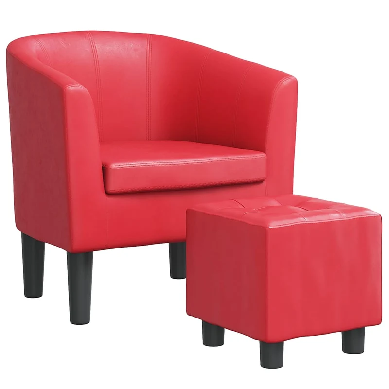 Fauteuil Style Club en Similicuir Rouge