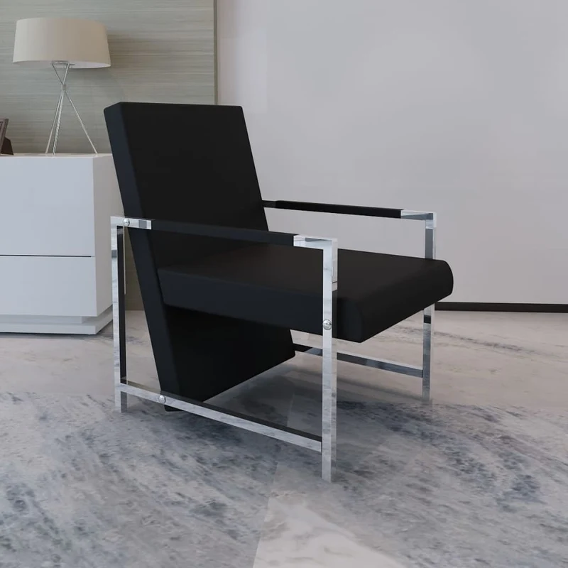 Fauteuil Relax Industriel en Similicuir Noir