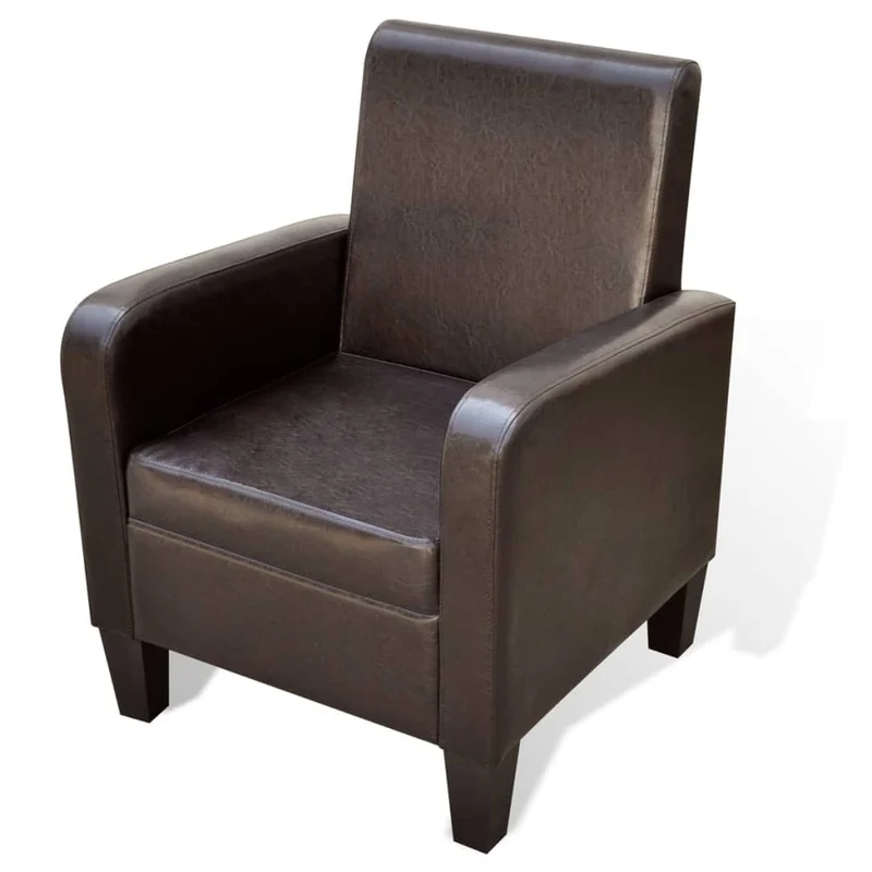 Fauteuil Élégant en Similicuir Brun