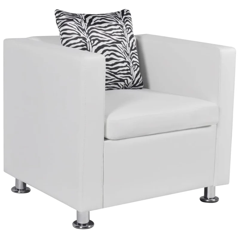Fauteuil Design Industriel en Similicuir Blanc