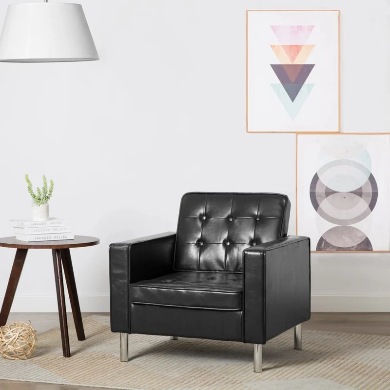 Fauteuil Industriel en Simili Cuir Noir