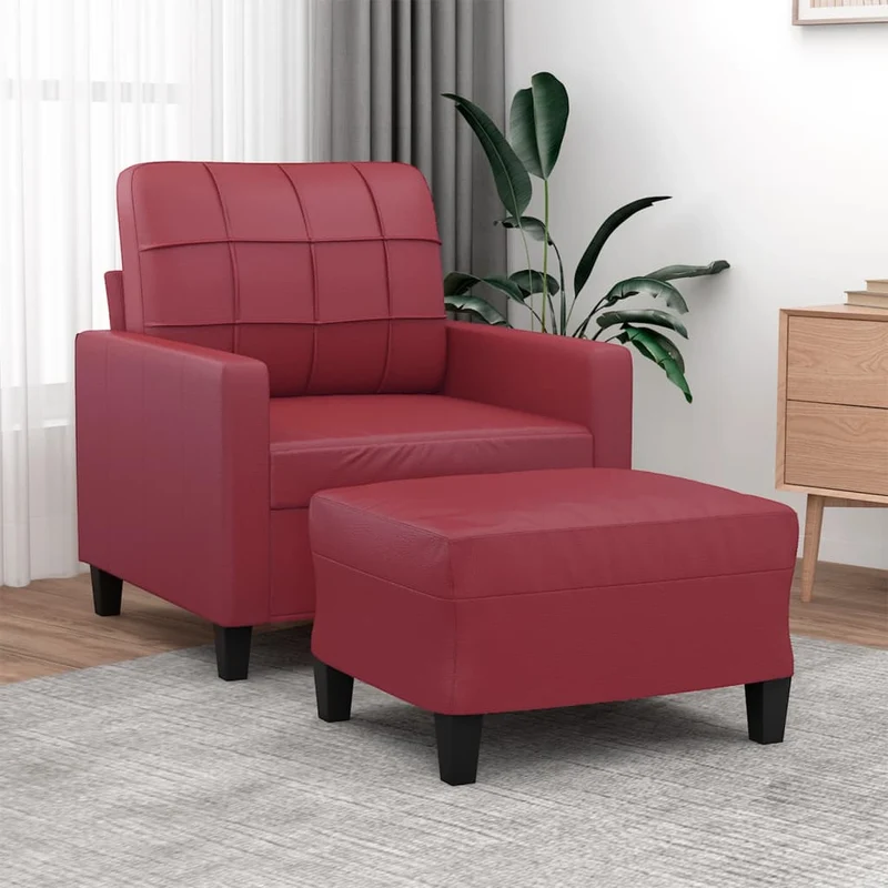 Fauteuil Salon Simili Cuir avec Repose-Pied