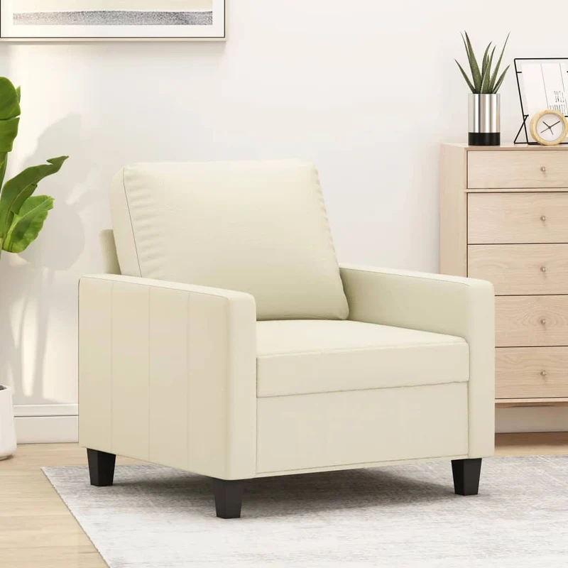 Fauteuil Industriel en Similicuir Crème