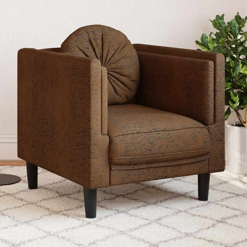 Fauteuil Industriel en Simili Cuir Daim Marron