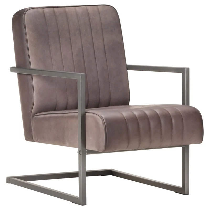 Chaise Cantilever Industrielle en Cuir