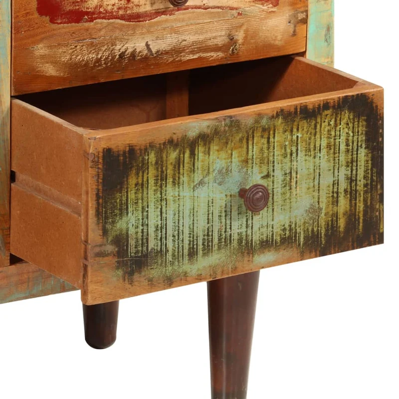 Armoire Avec 1 Porte 4 Étagères 3 Tiroirs Bois Massif Récupéré