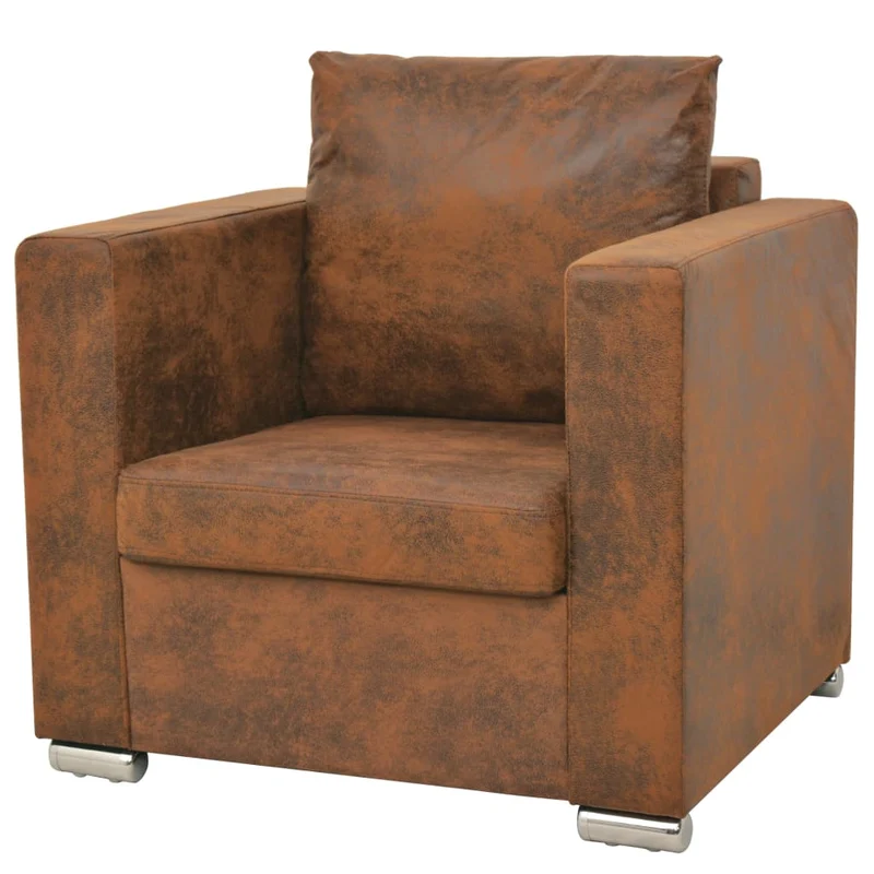 Fauteuil en Similicuir Marron Type Industriel