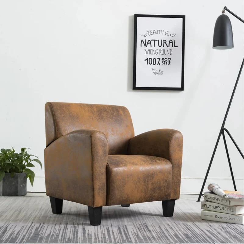 Fauteuil Club Indus en Similicuir Marron