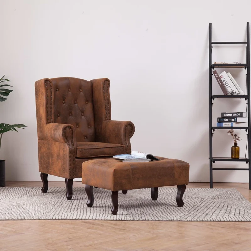 Fauteuil Chesterfield en Similicuir Daim
