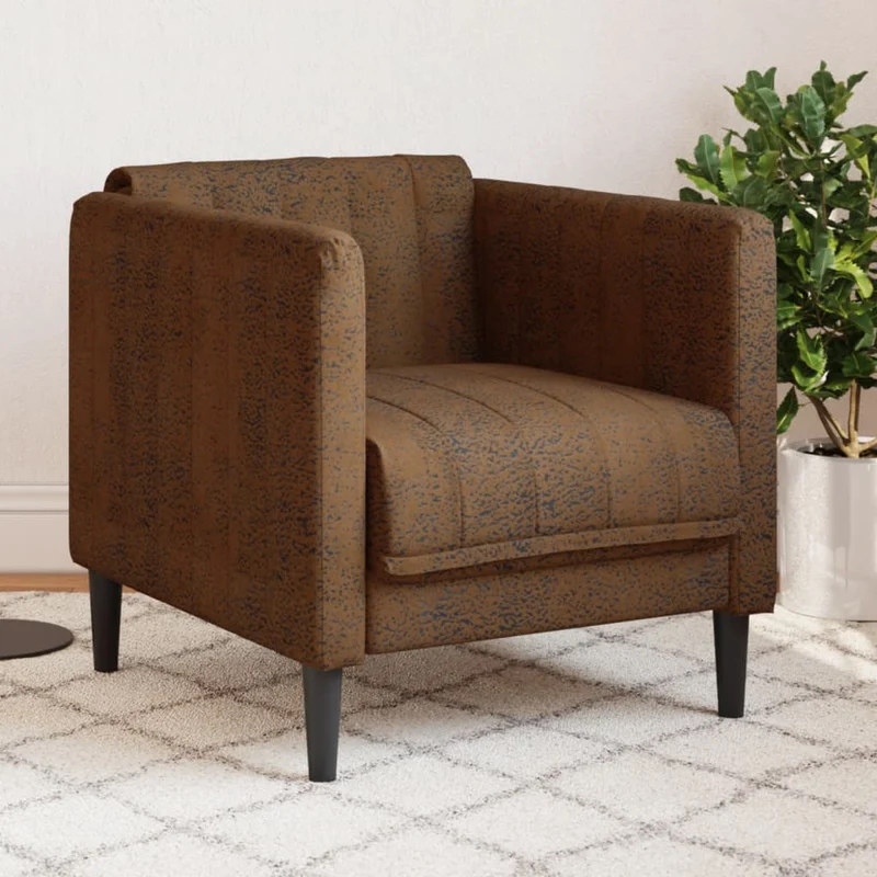 Fauteuil Similicuir Daim Marron