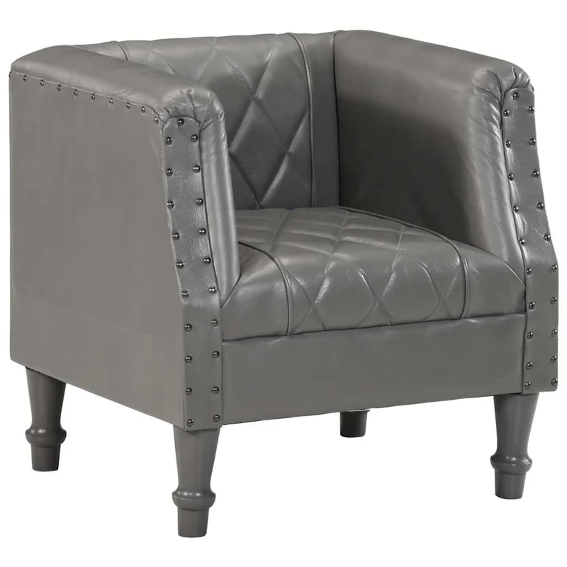 Fauteuil Cabriolet en Cuir et Bois de Manguier