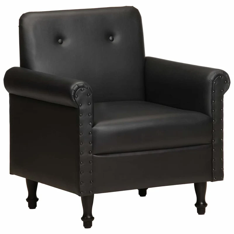 Fauteuil Relax en Cuir Noir Style Industriel