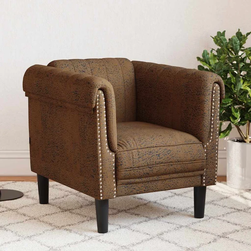 Fauteuil en Similicuir Daim Style Industriel