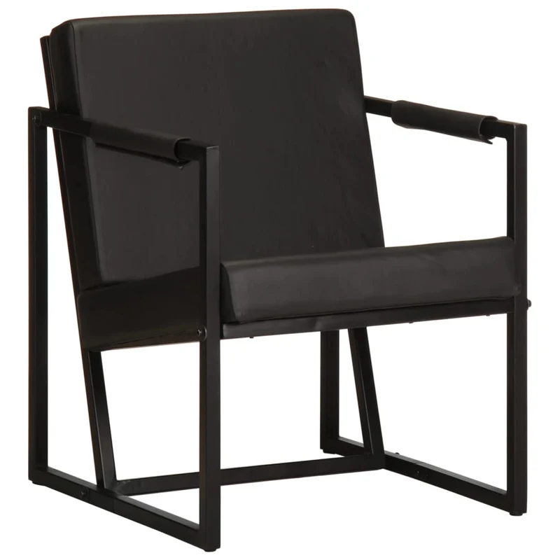 Fauteuil Industriel en Acier et Cuir Véritable