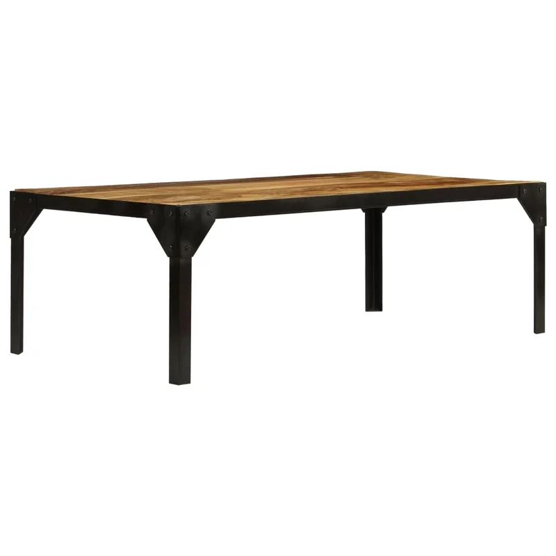 Table Basse Industrielle en Bois Massif et Métal Noir