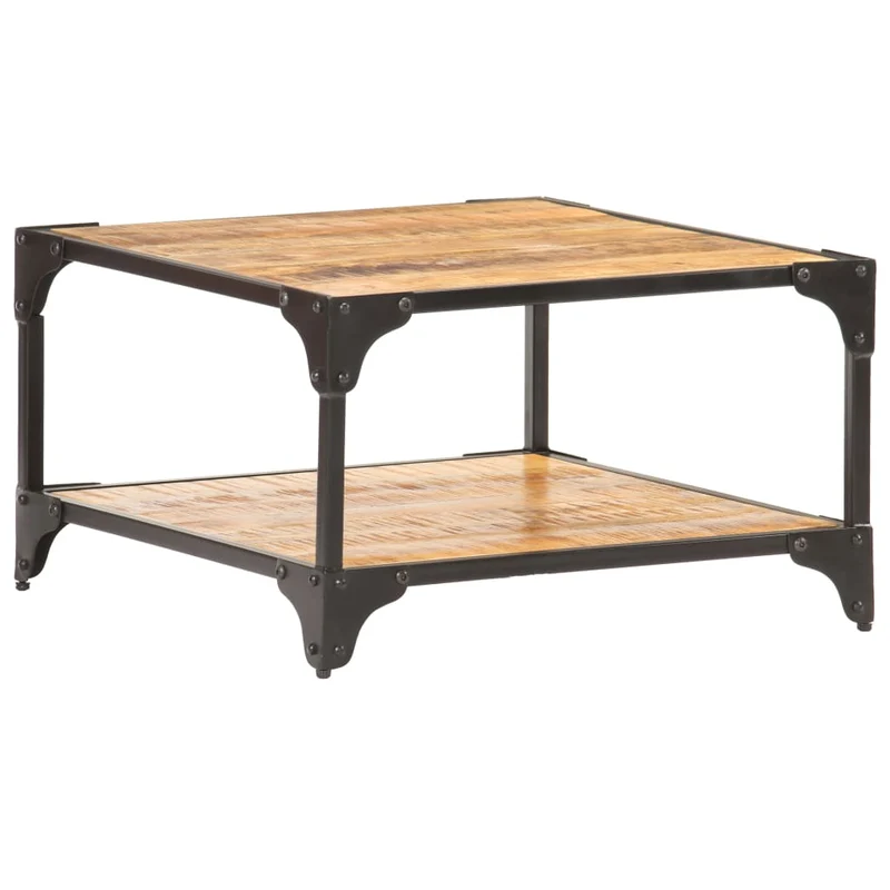 Table basse en bois et fer Double Plateau