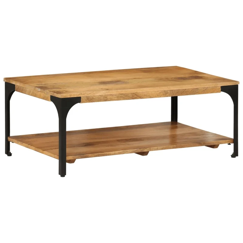 Table Basse Double Niveaux en Bois et Acier