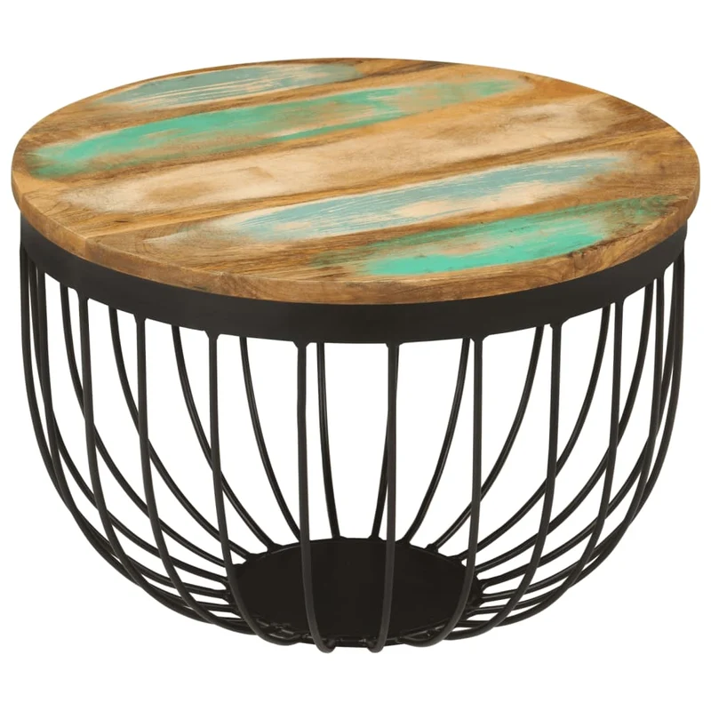 Table Basse Panier en Bois et Acier