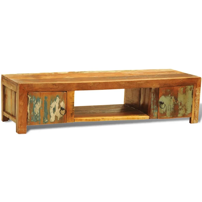 Meuble TV Bas en Bois Recyclé et Style Vintage