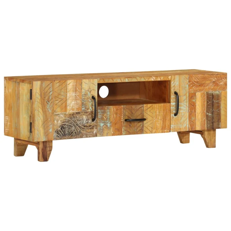 Meuble TV Industriel en Bois de Récupération 120 cm