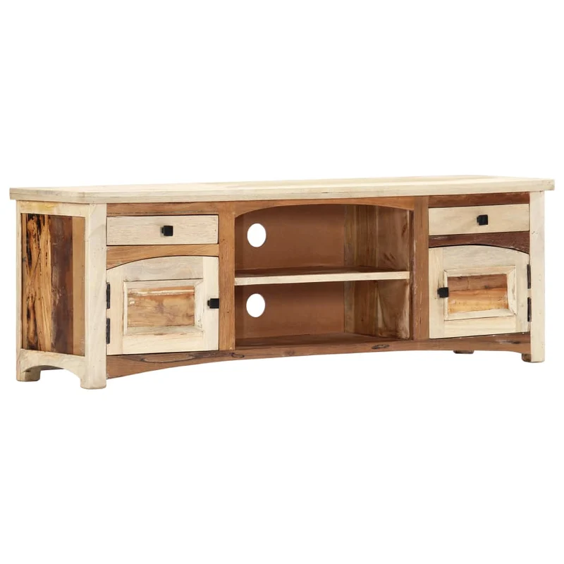 Meuble TV en Bois Clair et Recyclé 120 cm