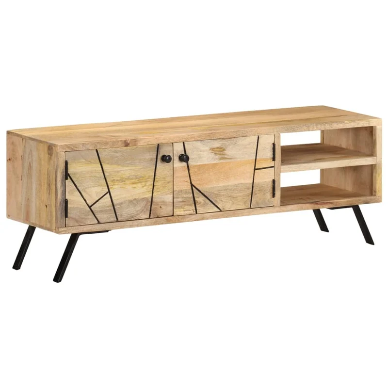Meuble TV en Bois Massif de Manguier avec Style Industriel