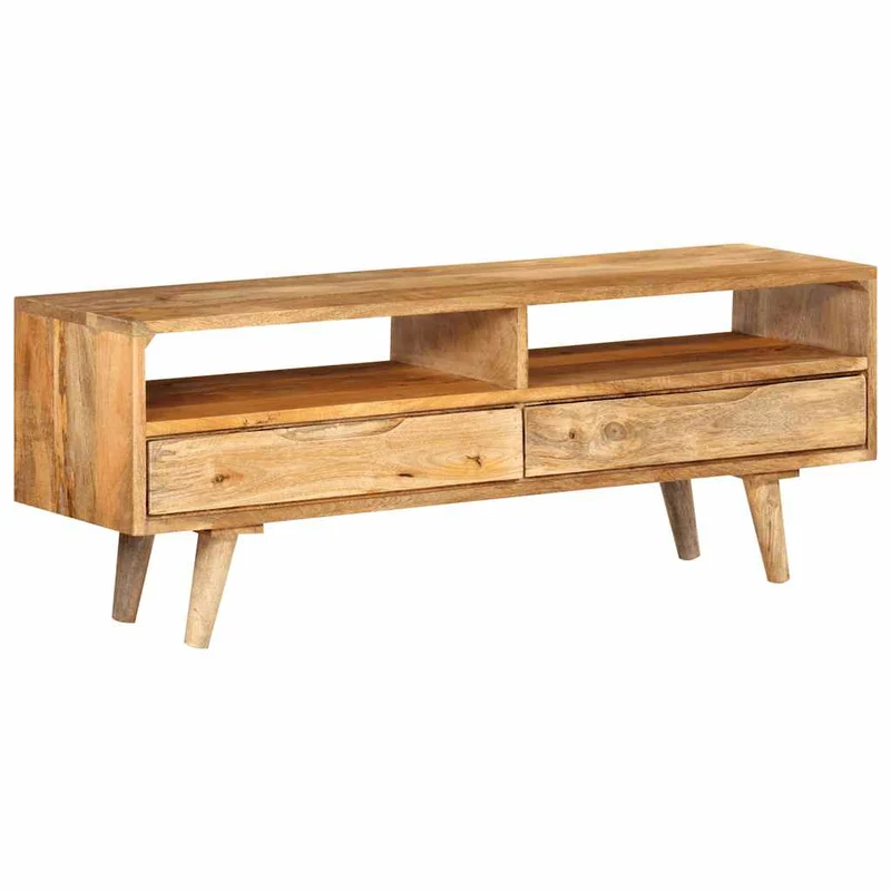 Meuble TV au Design Industriel en Bois de Manguier Massif