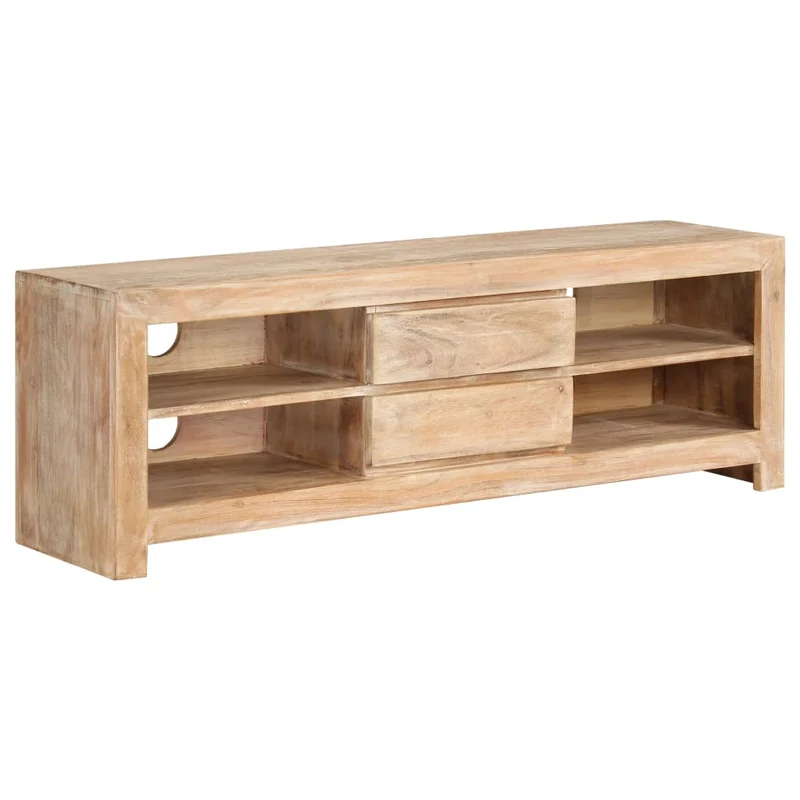 Meuble TV en Bois d'Acacia Massif et Design Industriel