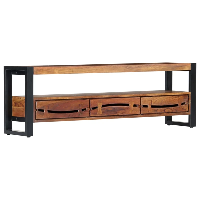 Meuble TV Acacia et Métal Élégant