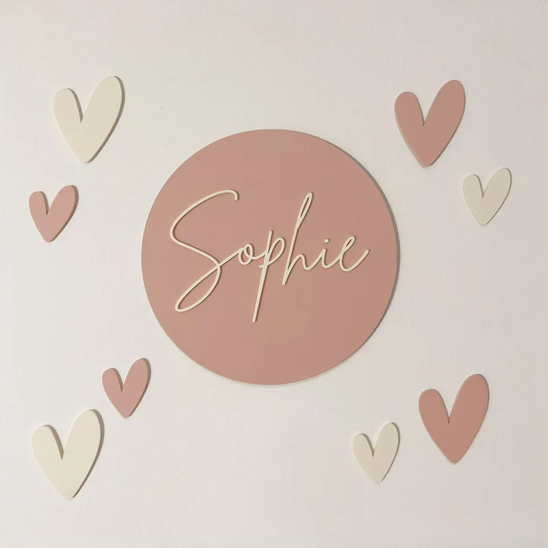 Décoration murale Petits Coeurs en Acrylique - Plusieurs coloris disponibles