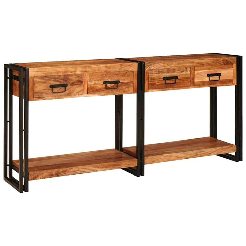 Grande Console en Bois Élégante et Industrielle
