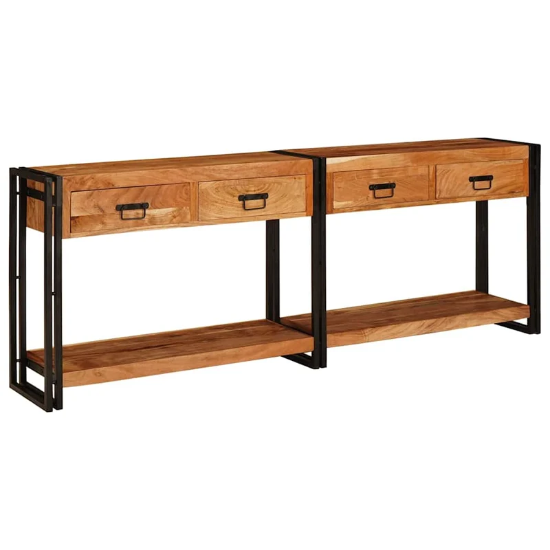 Console Industrielle en Bois et Fer 160 cm