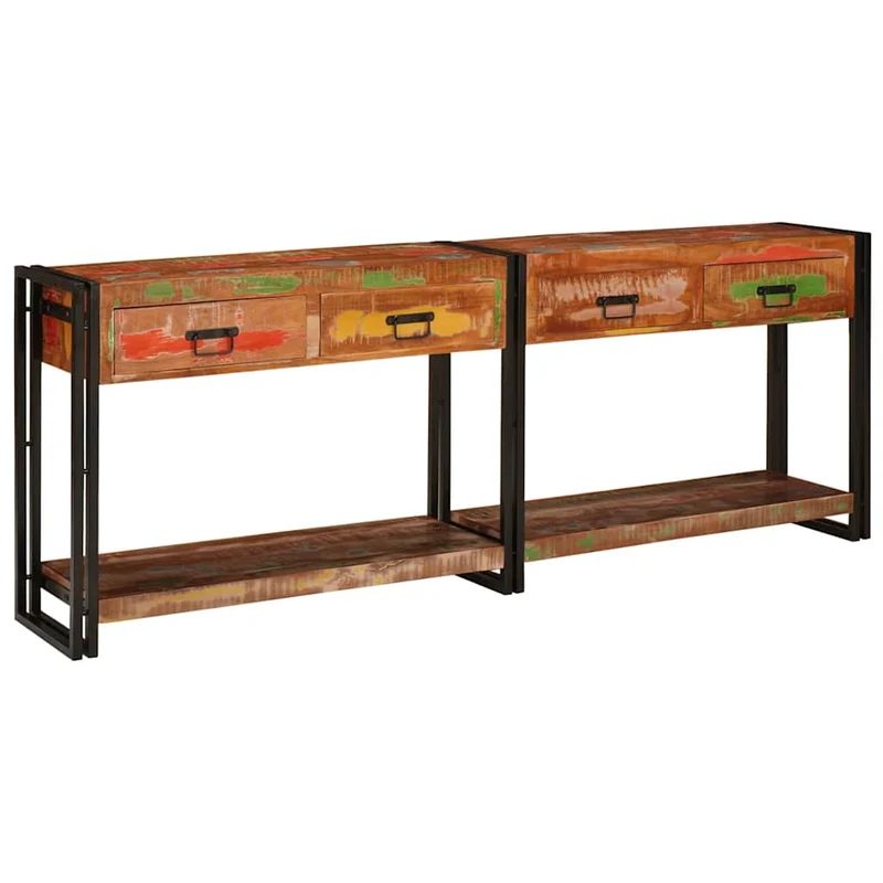 Console en Bois et Fer au Style Industriel