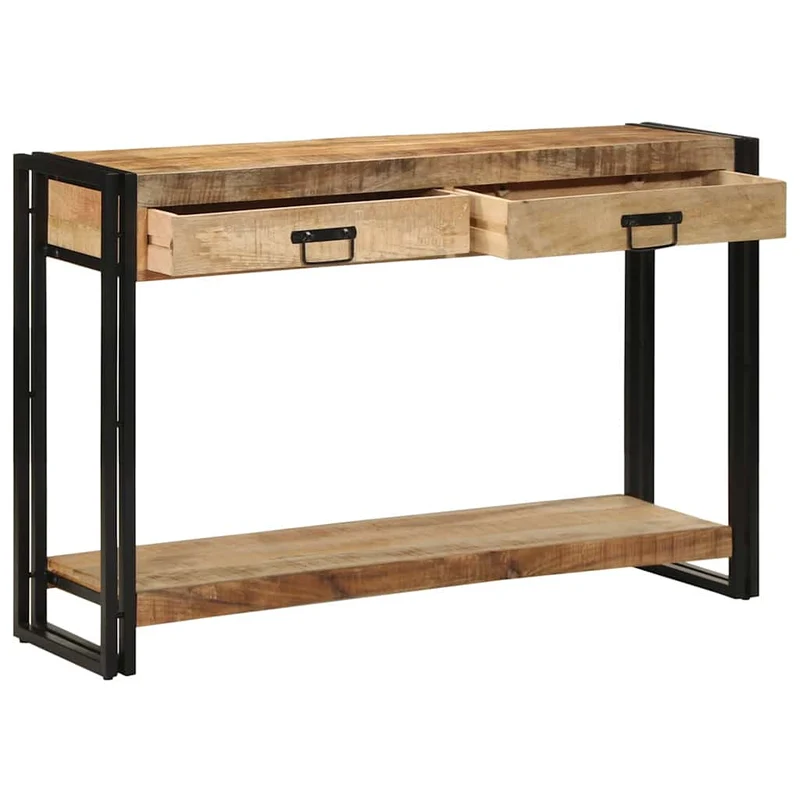 Console Industrielle en Bois de Manguier avec 2 Tiroirs