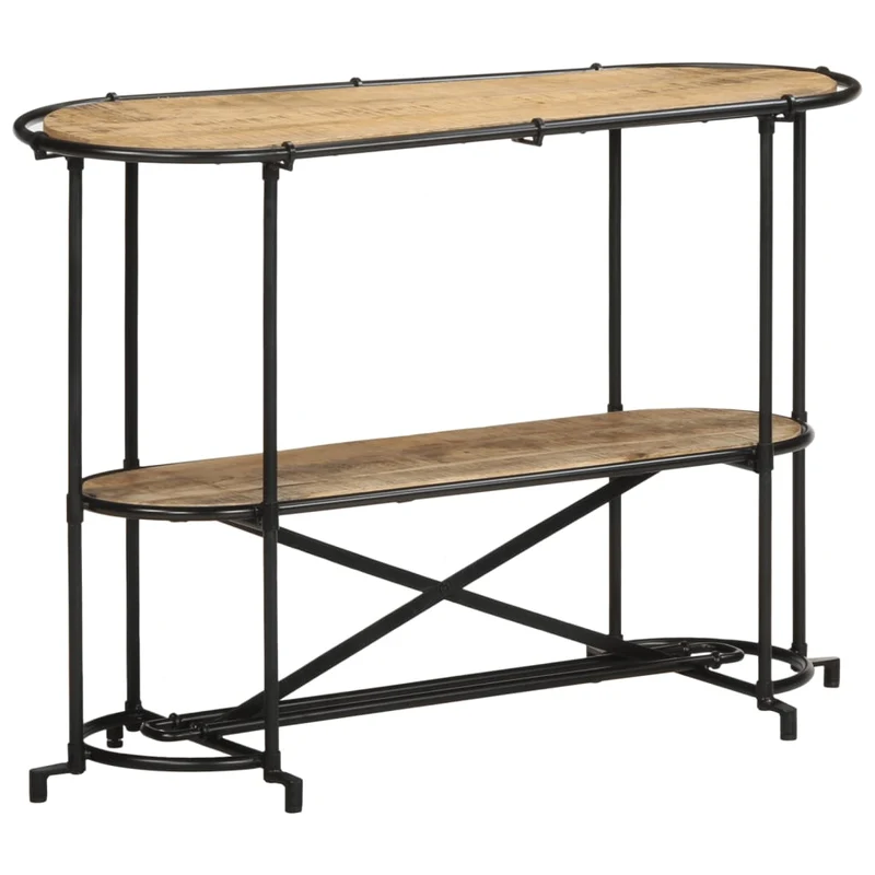 Table Console en Bois et Pieds en Métal Noir
