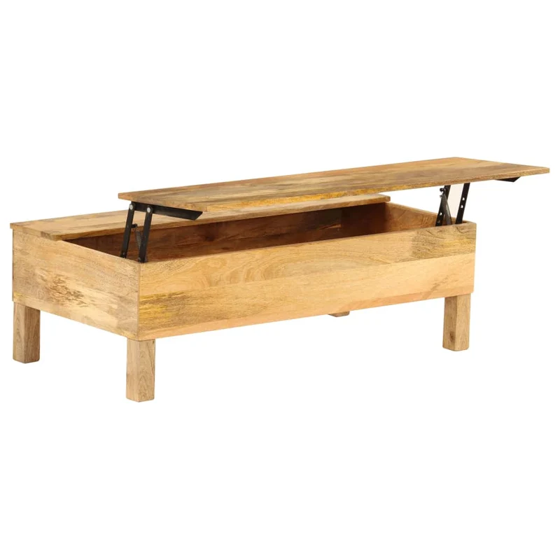 Table Basse Industrielle Relevable en Bois de Manguier