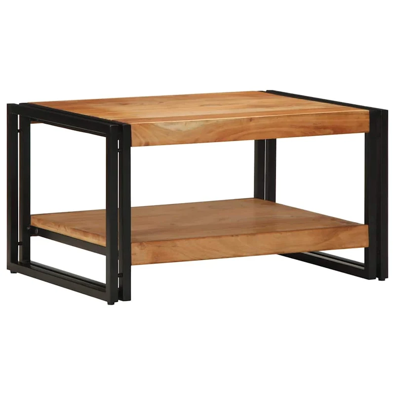 Table Basse en Bois d'Acacia et Métal Style Industriel