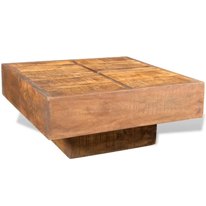 Table Basse Carrée en Bois Massif de Manguier