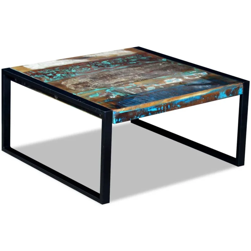 Table Basse en Bois et Fer au Style Industriel