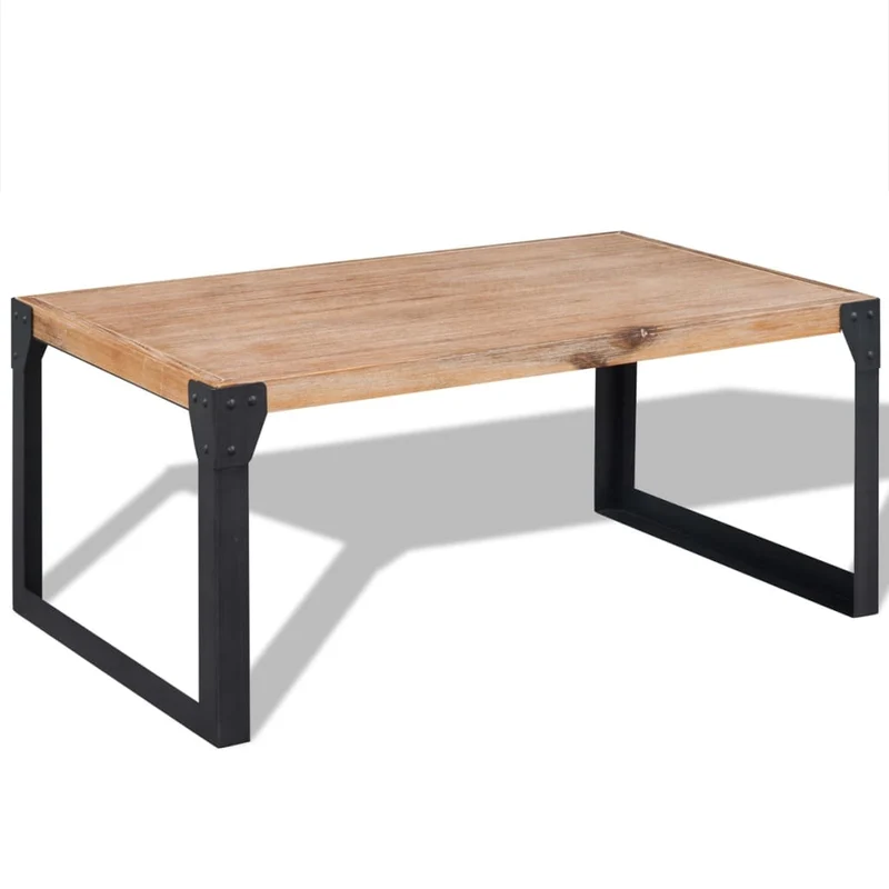 Table Basse en Bois d'Acacia et Métal au Style Industriel